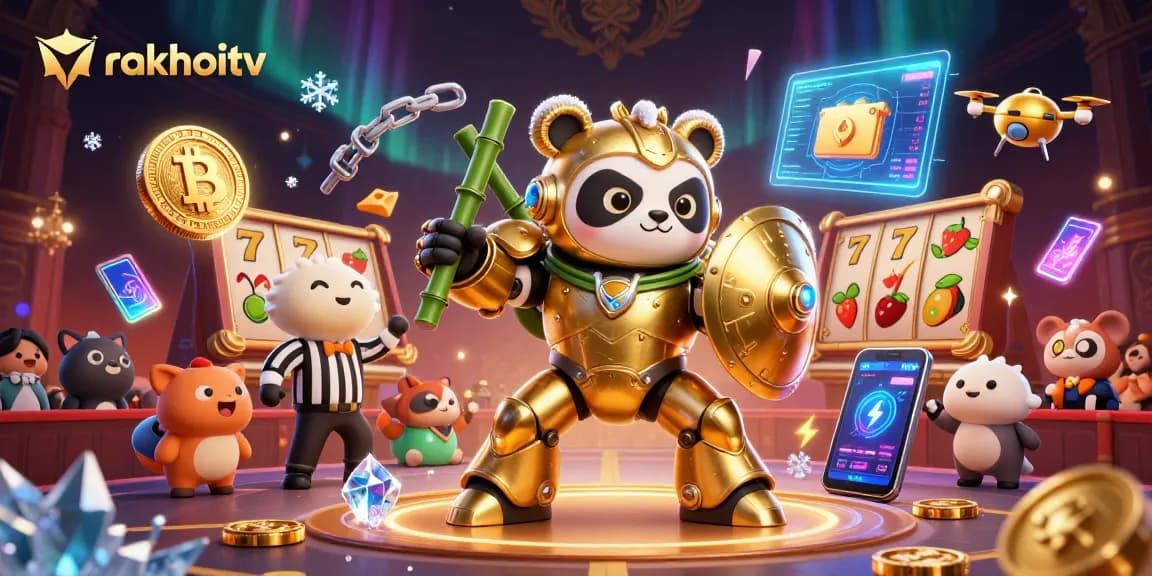 Experience exhilarating gaming action with rakhoitv at this vibrant digital casino illustration