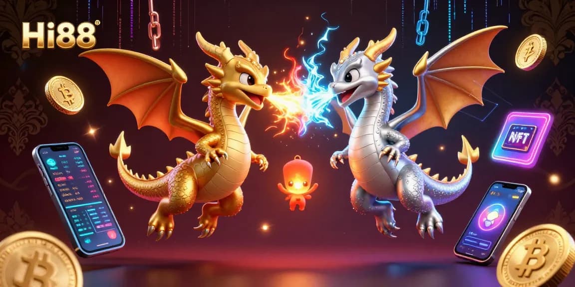 Experience thrilling gaming at Hi88 with dynamic dragons and crypto elements in a vibrant 3D casino.