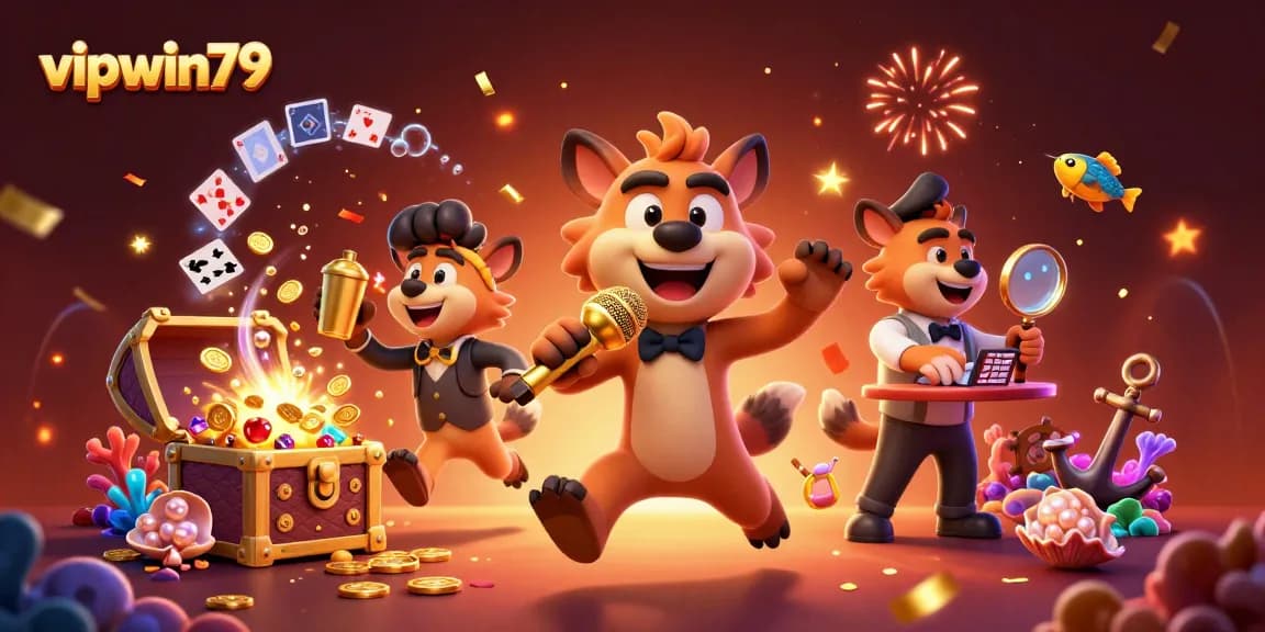 Join the fun at vipwin79 as hyenas celebrate in a vibrant casino atmosphere, showcasing a comedic performance.