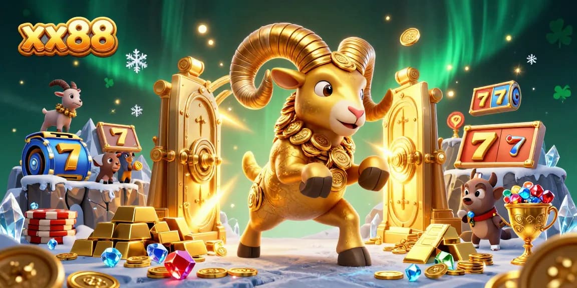 Experience winning strategies with the animated xx88 golden ram charging into a vibrant casino scene.