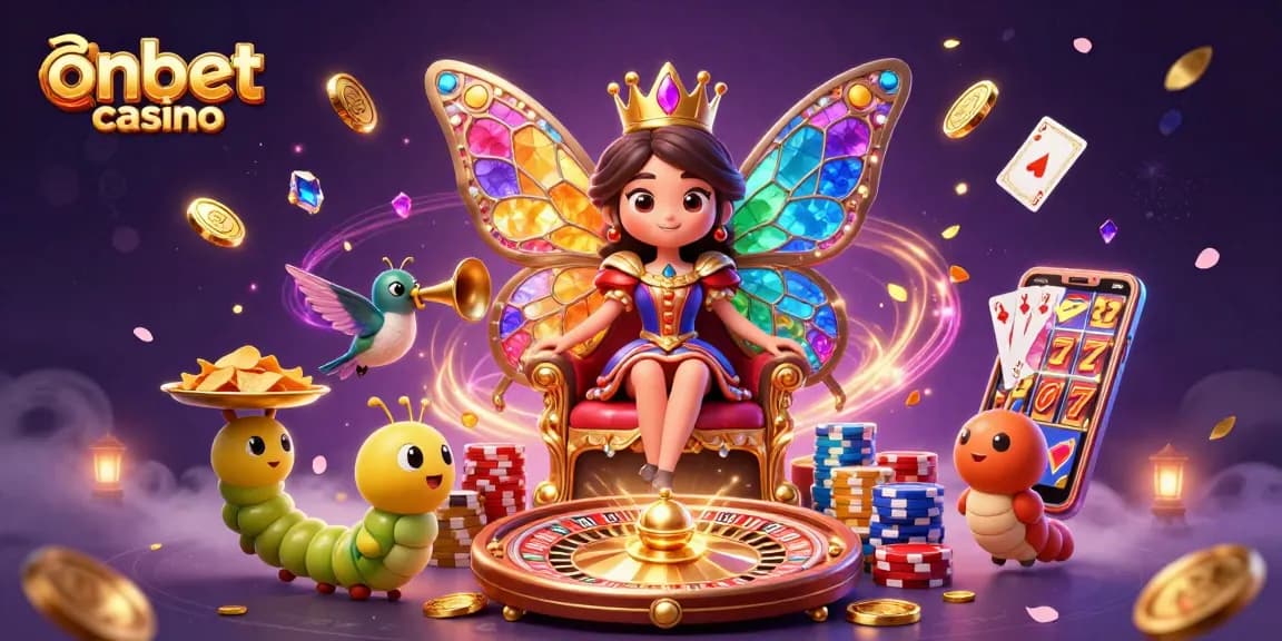 Spin and win at onbet casino with vibrant cartoon elements and engaging gaming visuals.
