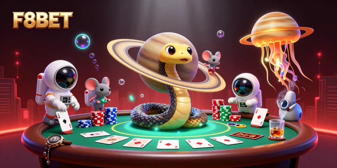 Experience the vibrant universe of F8BET with cosmic betting characters and thrilling casino elements.