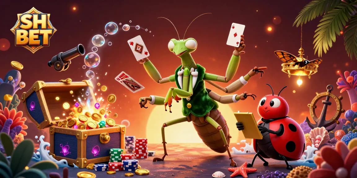 Experience thrilling gameplay with SH BET at an online casino amidst vibrant characters and lavish setups