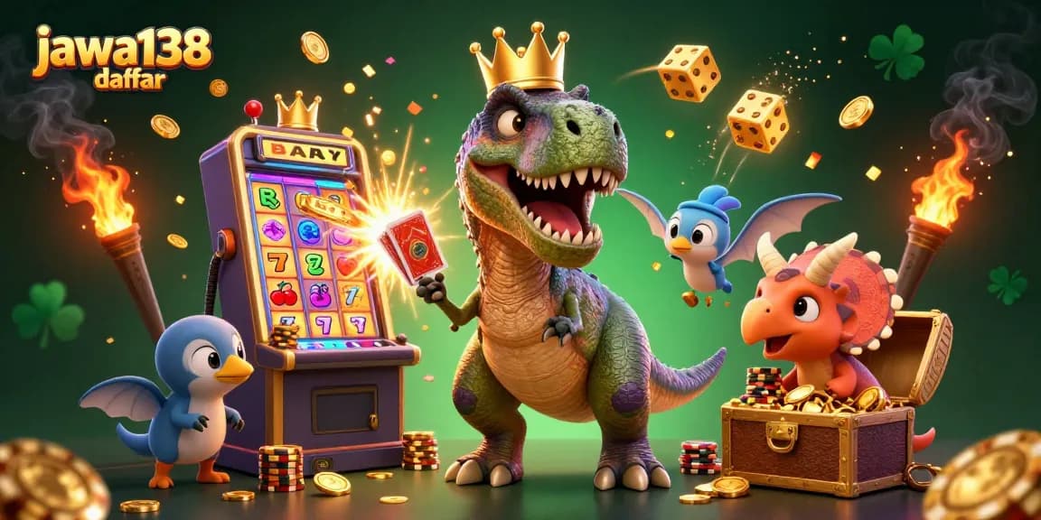 Jawa138 daftar menawarkan layanan judi dengan T-Rex yang mengocok kartu dan teman-teman dinosaurus lainnya di kasino.