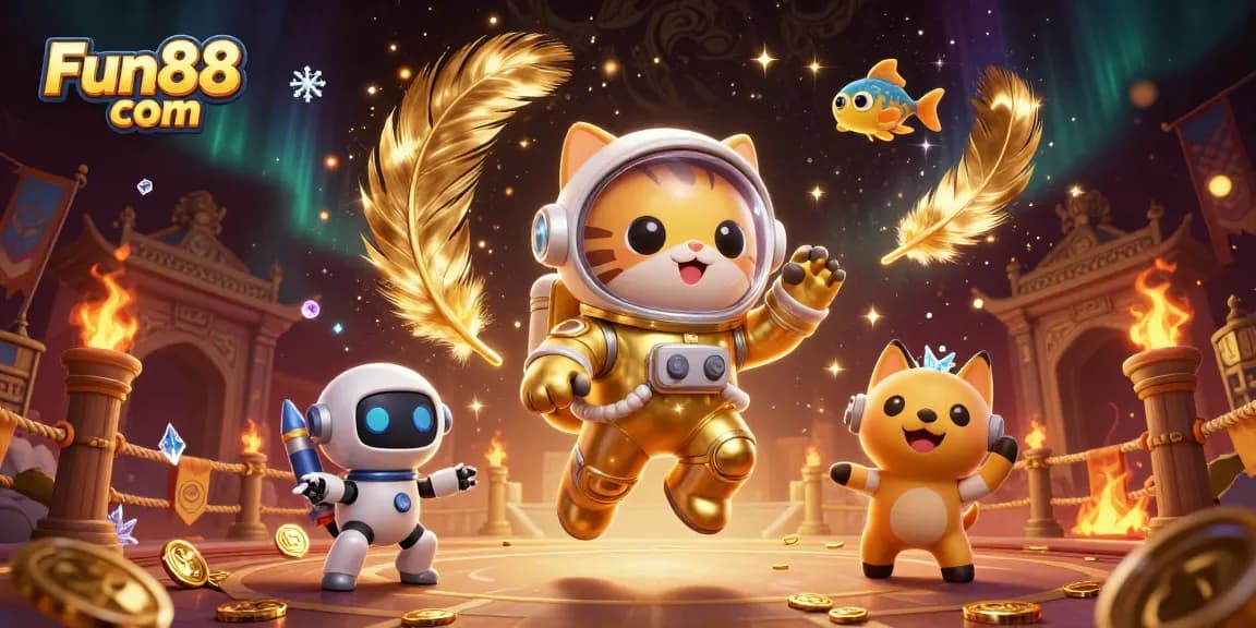 Engage with Fun88 com's vibrant casino universe featuring colorful 3D characters and dynamic gaming elements.