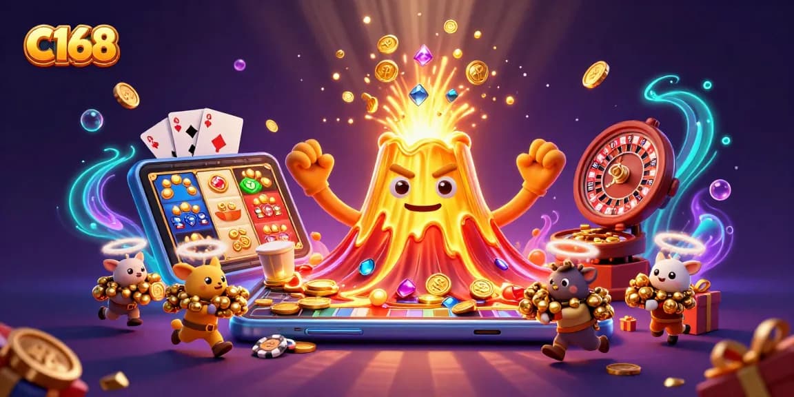 Players enjoy thrilling gaming at C168 with slots, prizes, and golden lava energy.