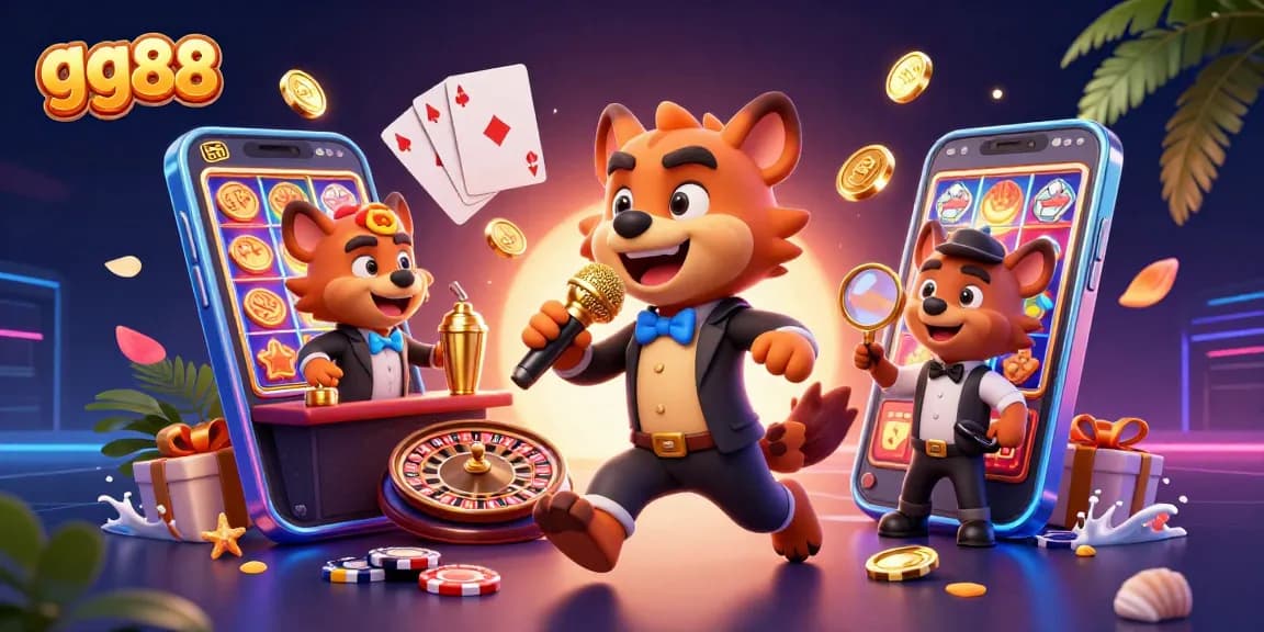 Experience the vibrant gg88 casino scene with hyenas, games, and lively ambiance.