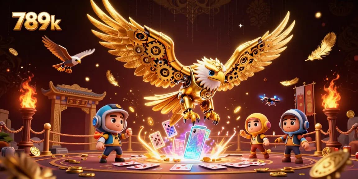 Bet big with exciting gameplay in 789k casino, featuring stunning golden eagle and holographic cards.