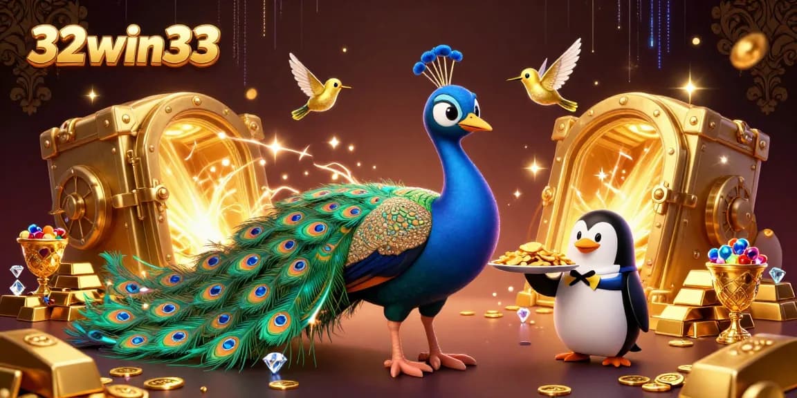 Experience vibrant gaming thrills with 32win33 at this luxurious casino illustration.