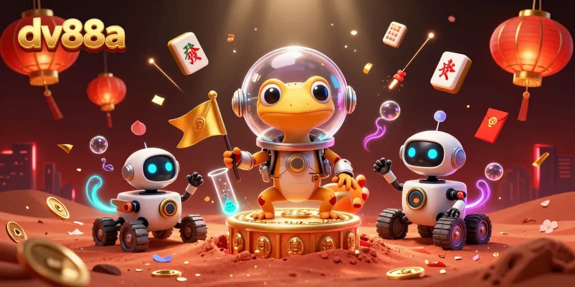Experience thrilling action at dv88a with vibrant 3D casino adventure featuring unique alien characters and festive game elements.