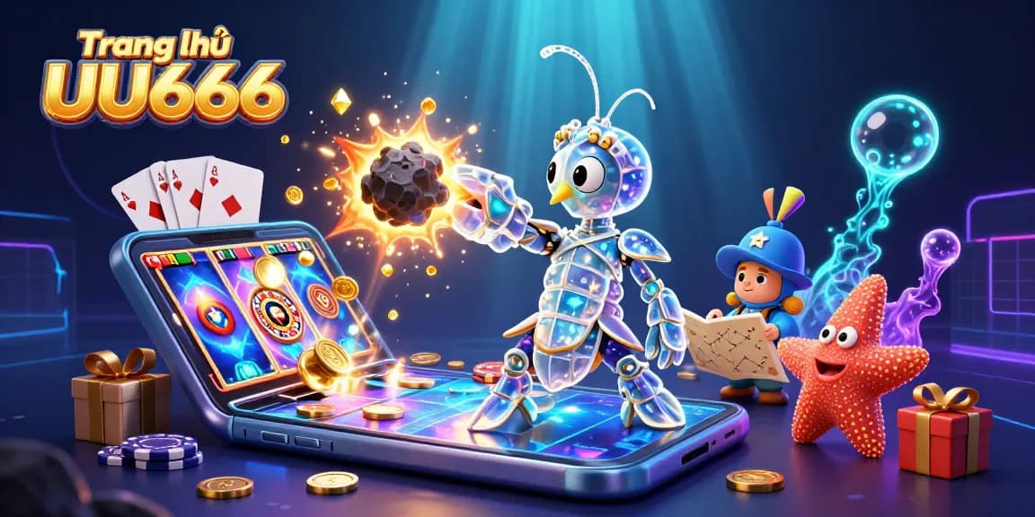 Experience Trang chủ UU666 where a mantis shrimp breaks asteroids for treasure while a starfish navigates casino games.