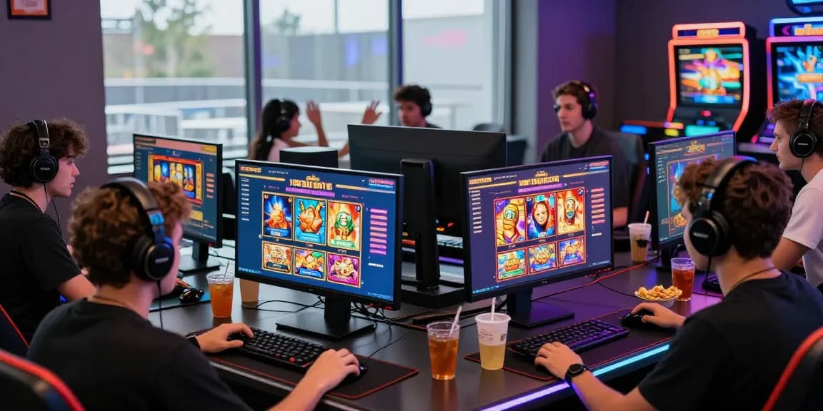 Exciting gaming session at new online slot sites with vibrant visuals and diverse players.