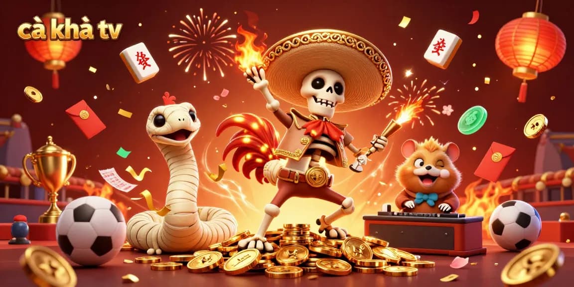 Experience exciting sports betting at cà khịa tv with vibrant 3D characters celebrating on golden coins.