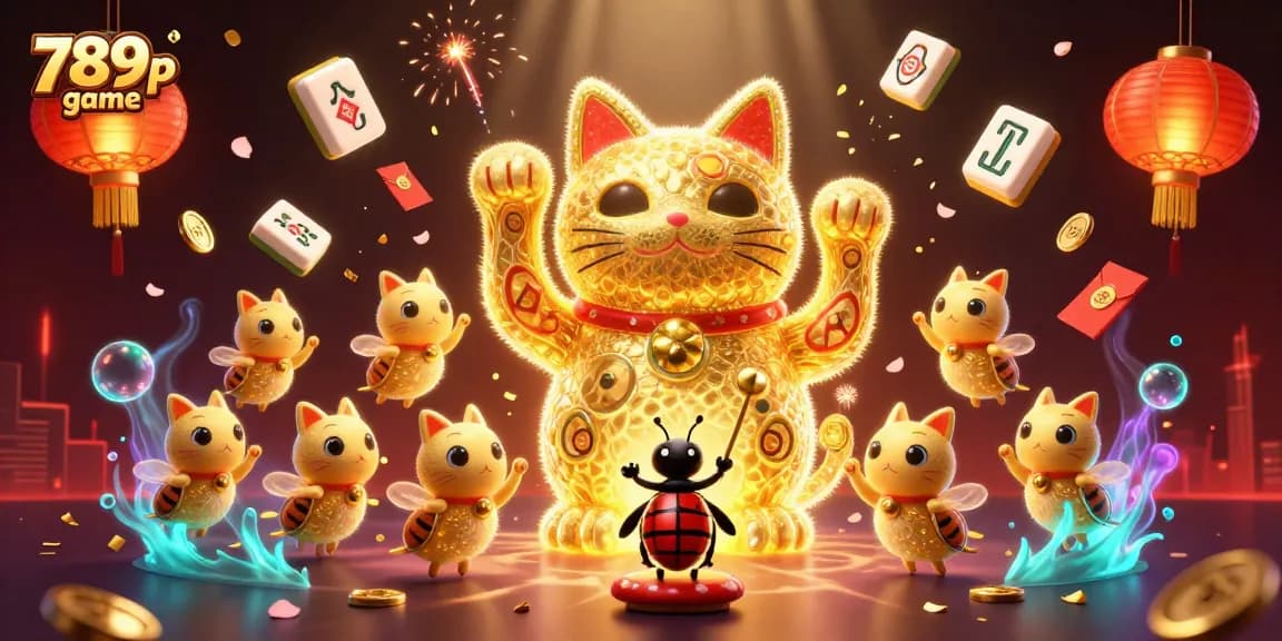 Experience the excitement of the 789p game with dynamic casino elements and a colorful lucky cat.