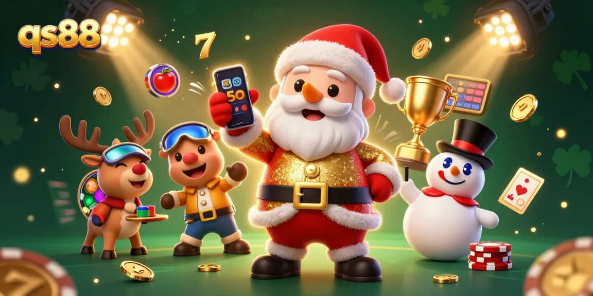 Experience the thrill of qs88 slots with 3D Santa winning jackpots in a vibrant casino