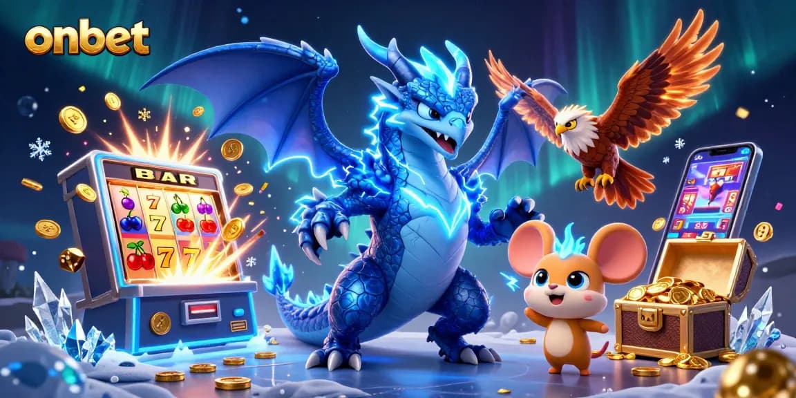 Bet and win with onbet's thrilling casino games featuring vibrant characters and jackpot excitement.