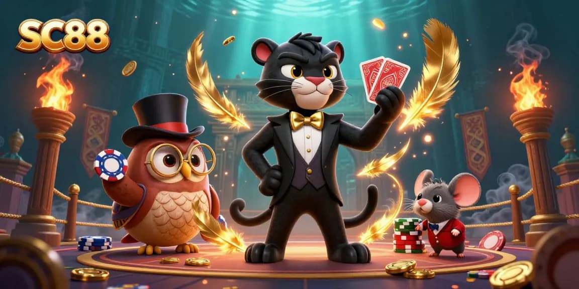 Experience thrilling gaming with SC88 featuring stylish characters and dynamic casino elements.