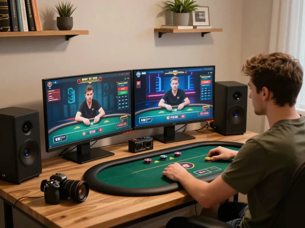 Fun88 offers a dynamic online poker game experience on multiple screens, showcasing strategic gameplay.