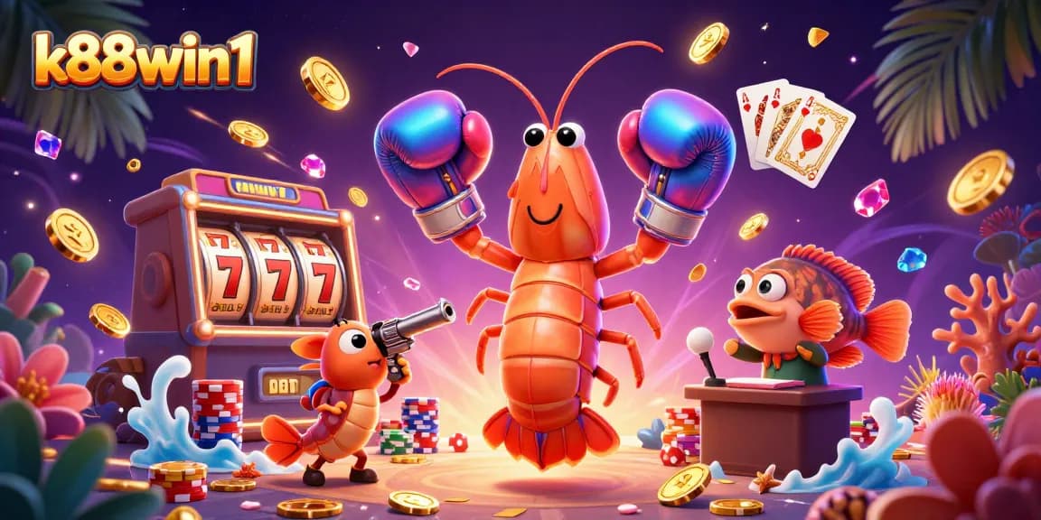 Spin the reels at k88win1 for exhilarating jackpot wins with vibrant characters and casino elements.