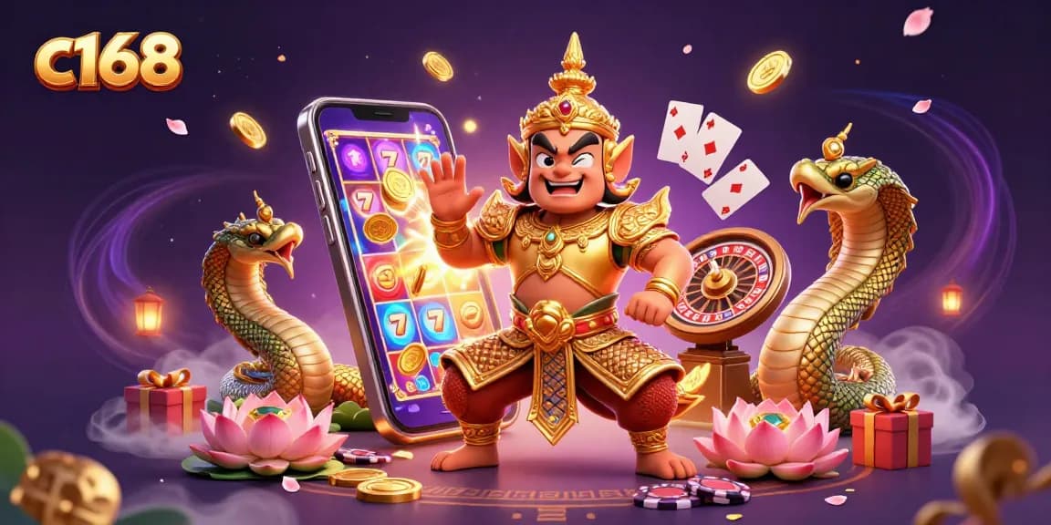 Experience the excitement of c168 with winning slots and thrilling gameplay in this vibrant casino scene.