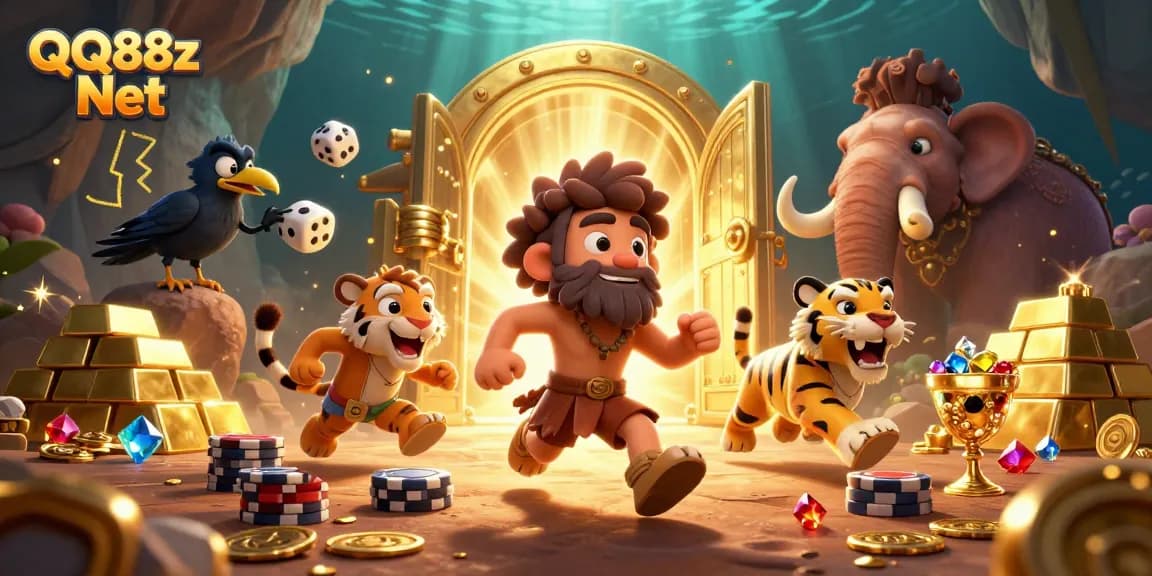 Experience thrilling moments at QQ88z Net with a vibrant, animated casino scene showcasing engaging gameplay.