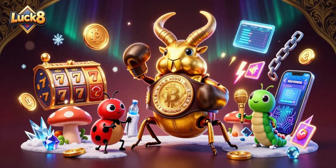 Compete in thrilling slots at Luck8, featuring vibrant characters and dynamic gaming elements.