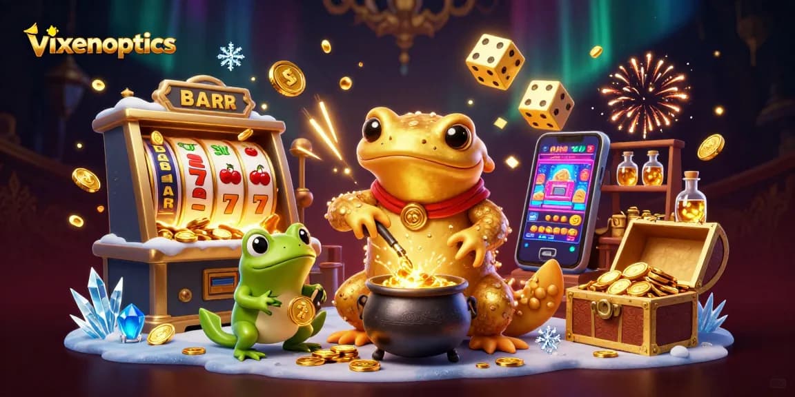 Experience thrilling gameplay at vixenoptics with a captivating 3D illustration showcasing vibrant casino elements.