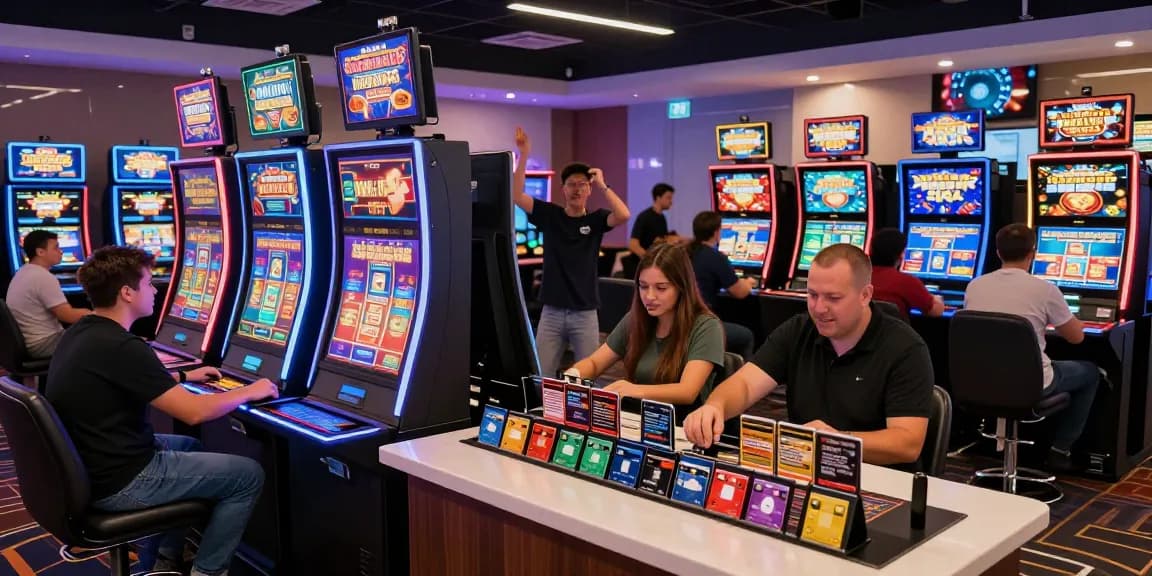 Exciting scene of players enjoying credit card casinos with vibrant gaming atmosphere and modern gaming lounge setup.