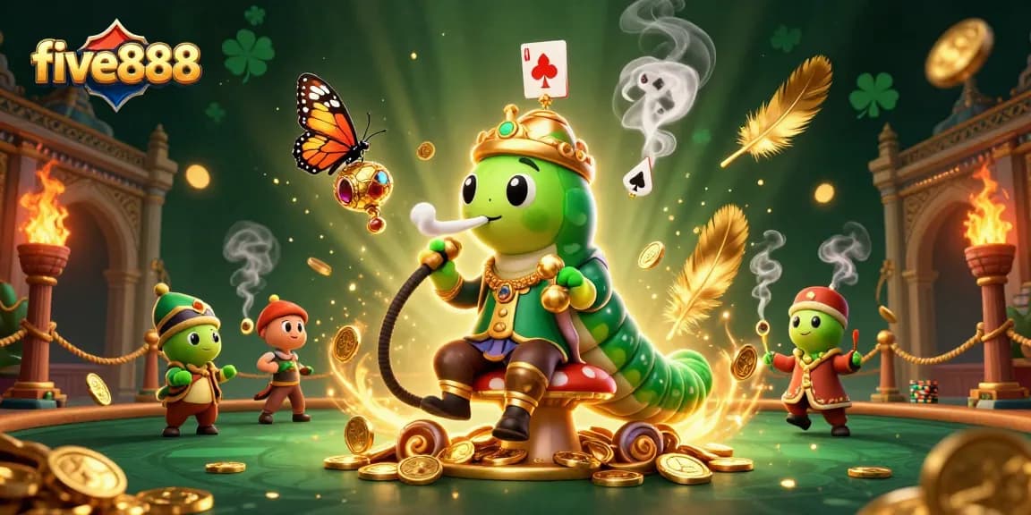 Win big with five888 and poker hand symbols in this engaging casino scene.