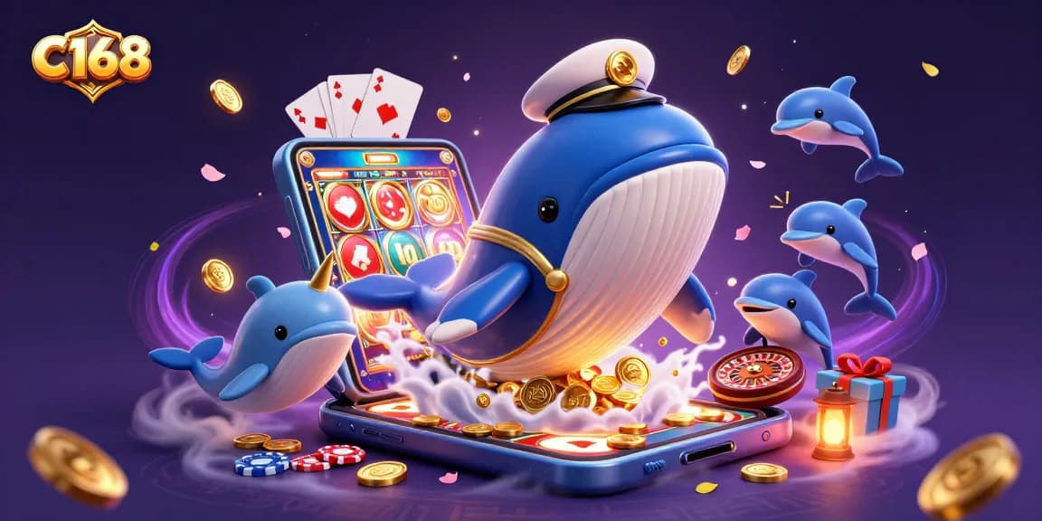 Experience thrilling wins at C168 with whales, dolphins, and exciting casino elements!