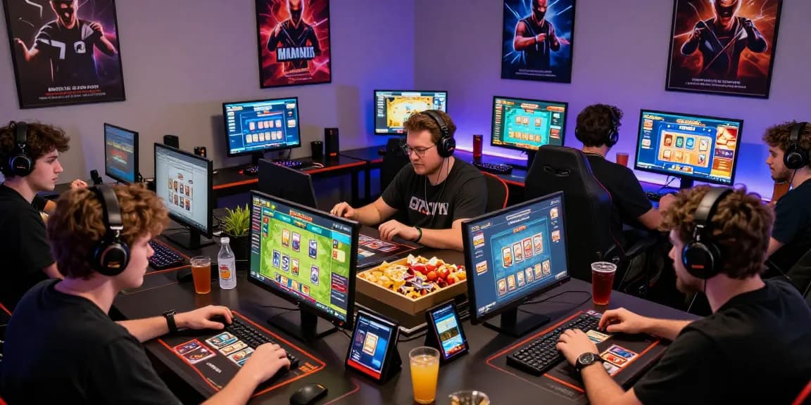 Engaging scene of players enjoying rikvip online card games in a vibrant gaming setup.