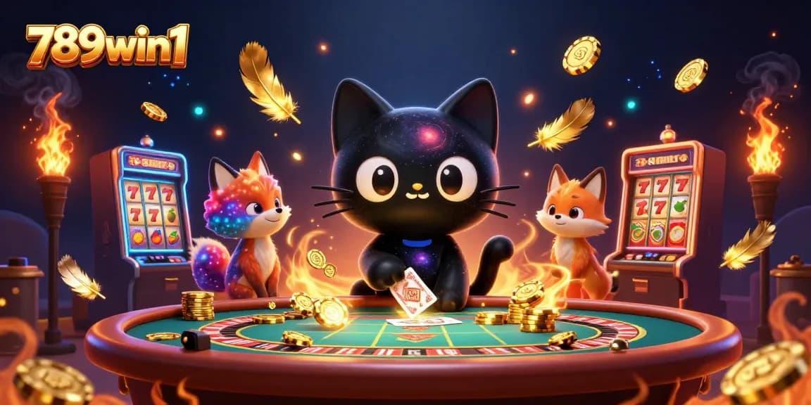 Experience the thrill of 789win1 with vibrant cosmic gambling action featuring a black hole cat.
