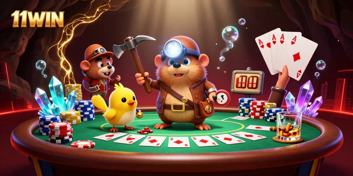 Experience thrilling gaming with 11WIN while mining treasures in a vibrant casino setting.