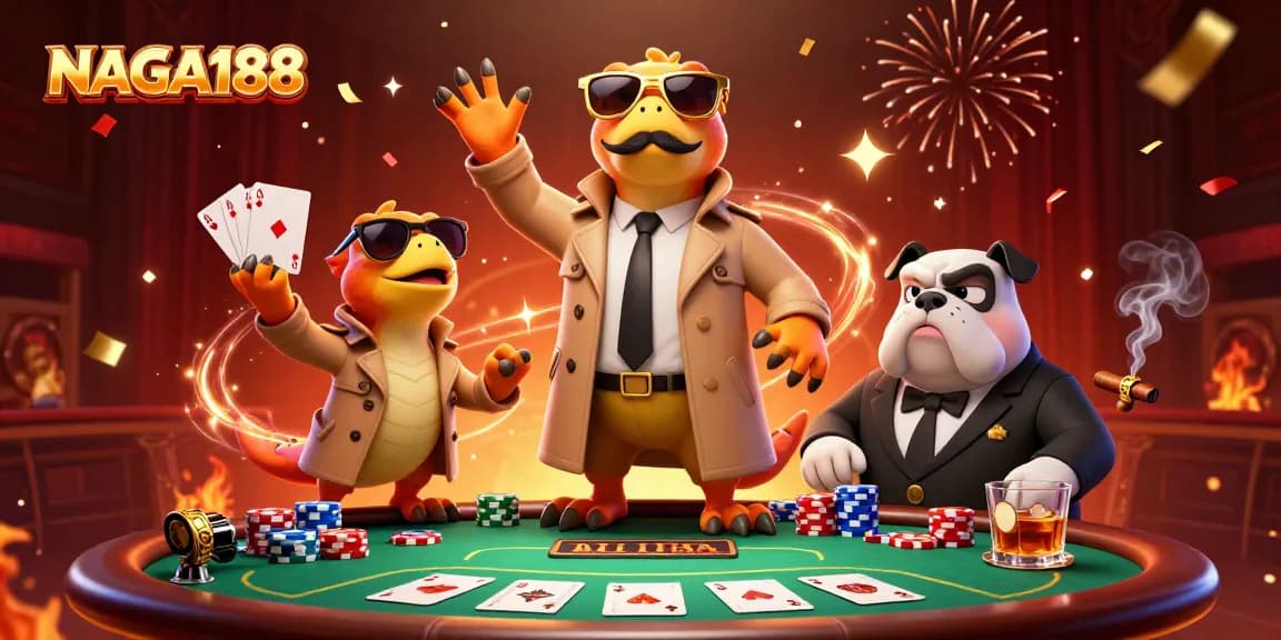 Mengalami keseruan taruhan di NAGA188 dengan karakter tiga raptor dalam jas berusaha memasuki casino VIP.