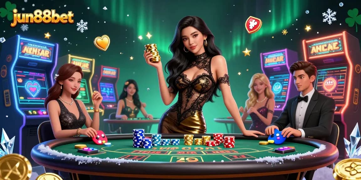 Experience the glamour and excitement at jun88bet's VIP baccarat table surrounded by an exclusive atmosphere.