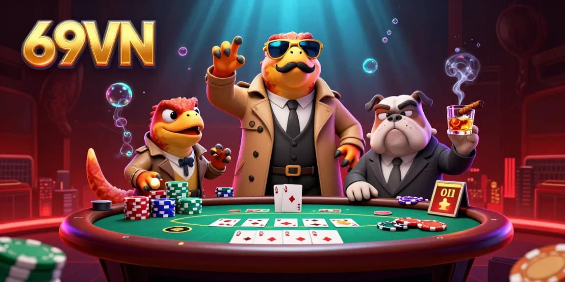 Experience the thrilling atmosphere of 69VN with raptors in a trench coat entering a casino lounge.