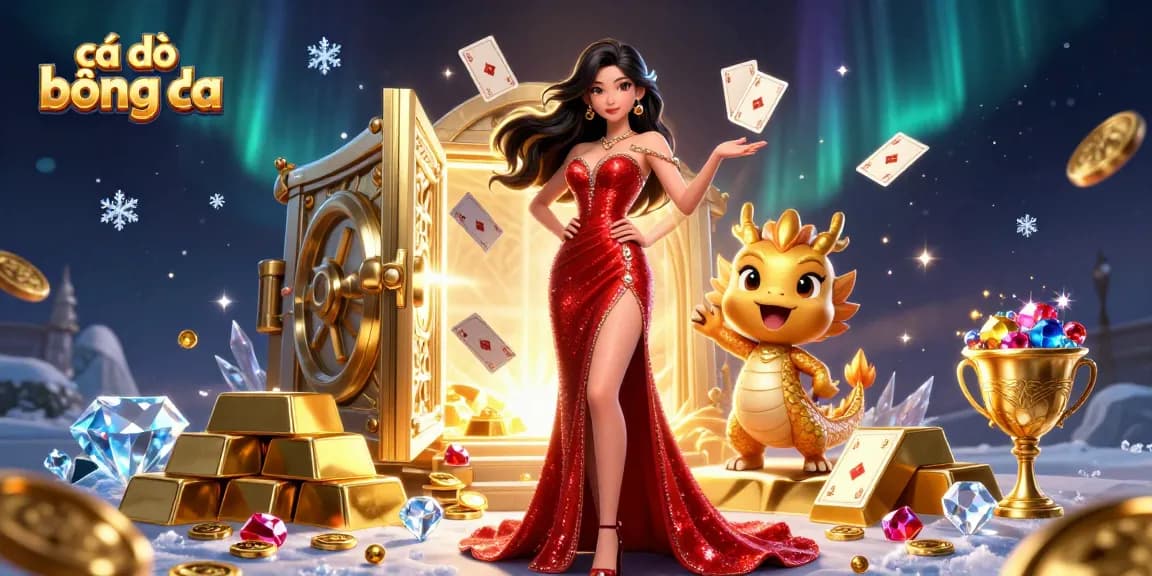 Experience cá độ bóng đá with a glamorous Asian woman and golden dragon in an engaging casino setting.