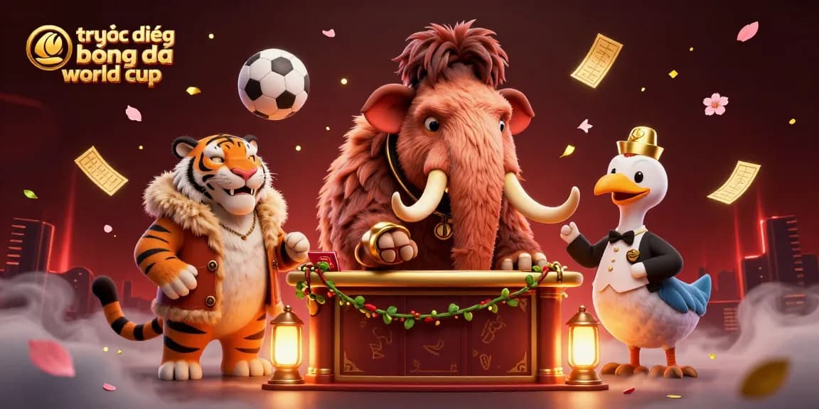 Watch trực tiếp bóng đá world cup action with stylish cartoon characters and lively betting scenes.