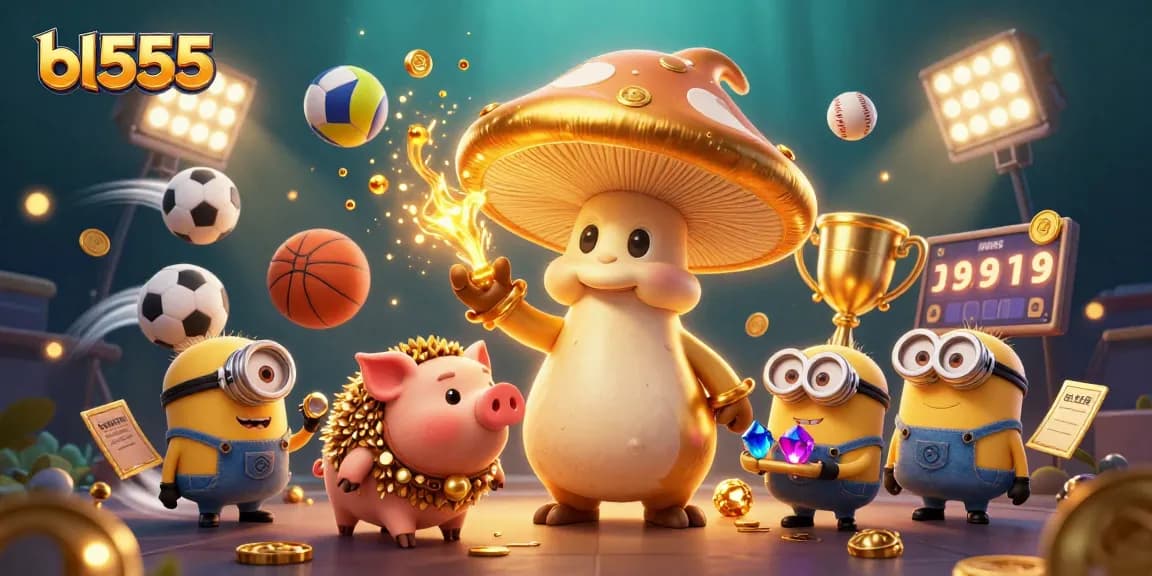 Join the excitement at bl555 as the magical mushroom wizard conjures treasures in this vibrant online casino scene.