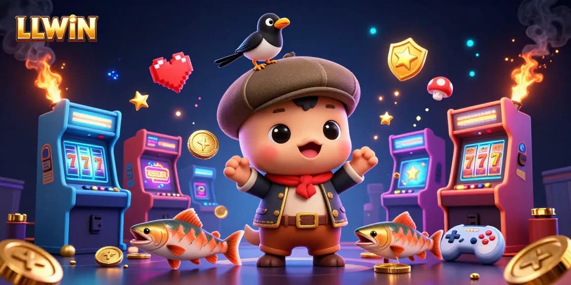 Experience thrilling gameplay with LLWIN’s vibrant 3D casino illustration, featuring exciting gaming elements.