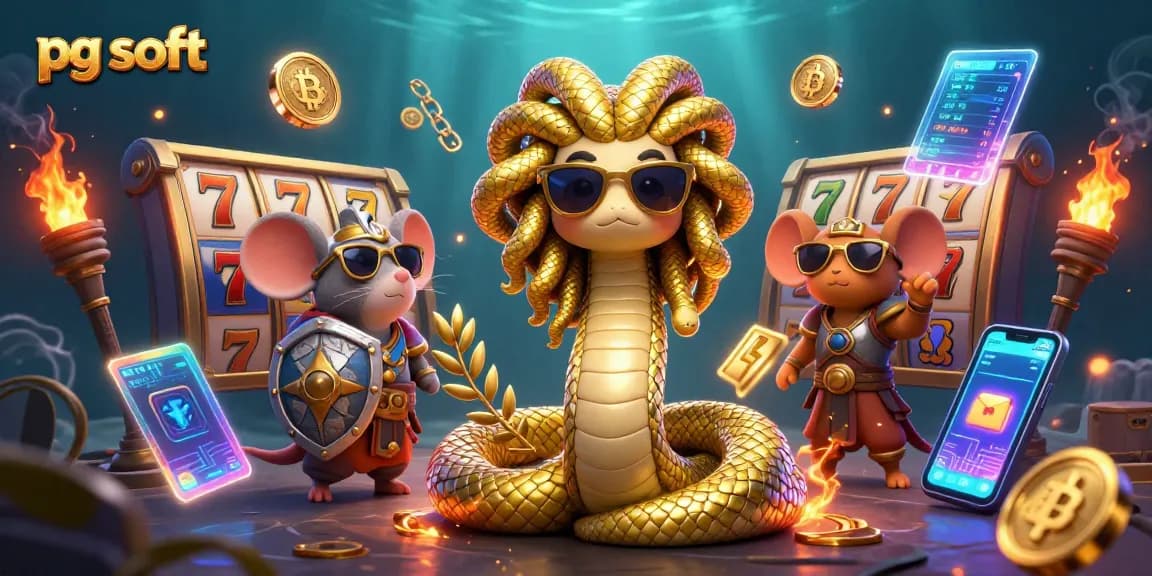 Engage with pg soft slot games featuring Medusa-themed elements and golden tokens in an exciting scene.