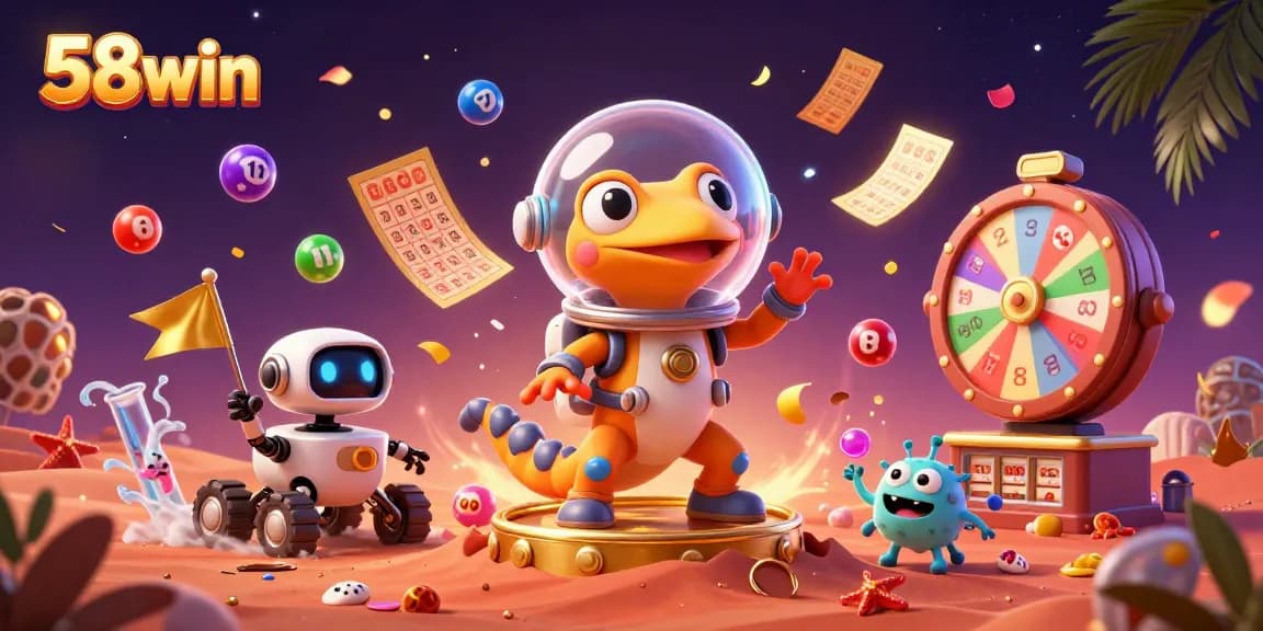 Experience thrilling gaming adventures at 58win with vibrant lottery elements in a casino setting.