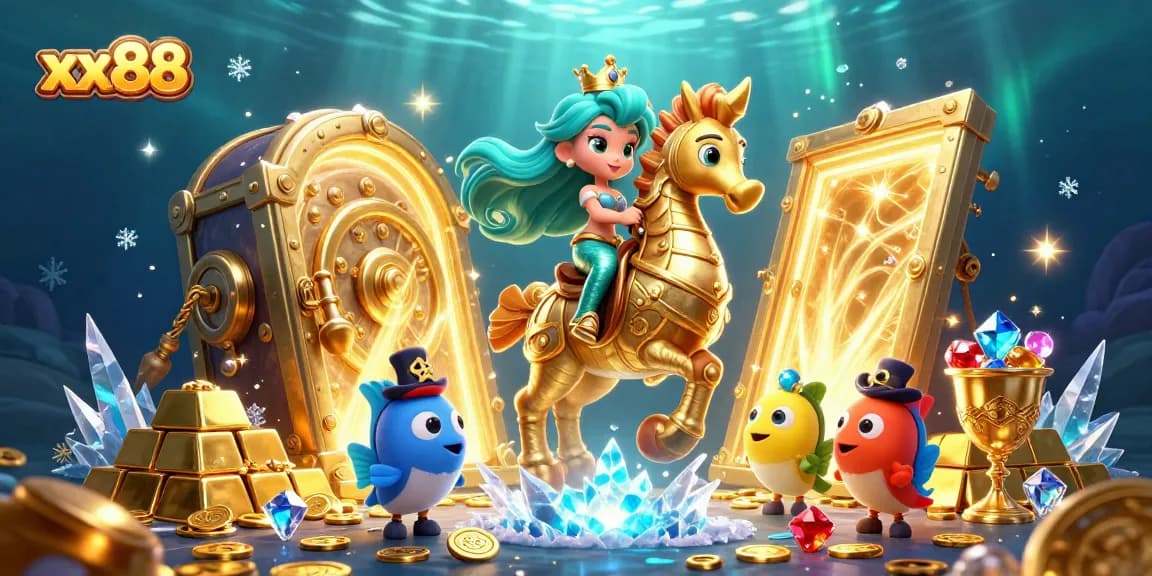 Experience the underwater adventure at xx88 with a mermaid princess and treasures!
