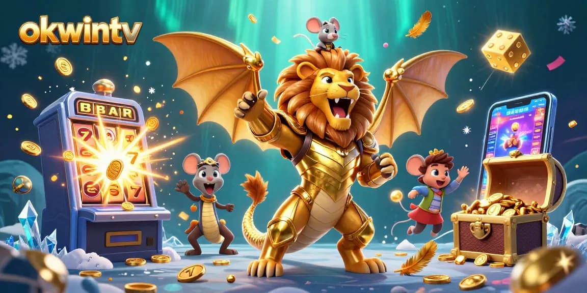 Spin to win big with okwintv as a chimera triumphant in a luxuriously detailed casino scene.