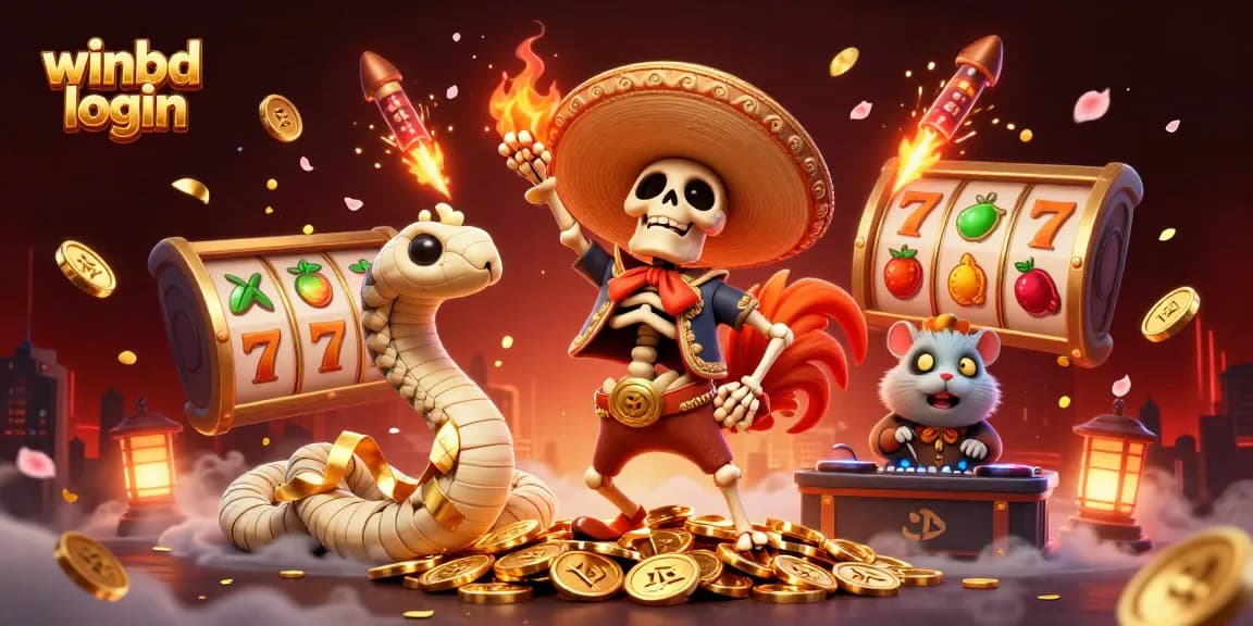 Engage with winbd login featuring lively 3D characters in a vibrant casino atmosphere filled with dynamic gaming elements.