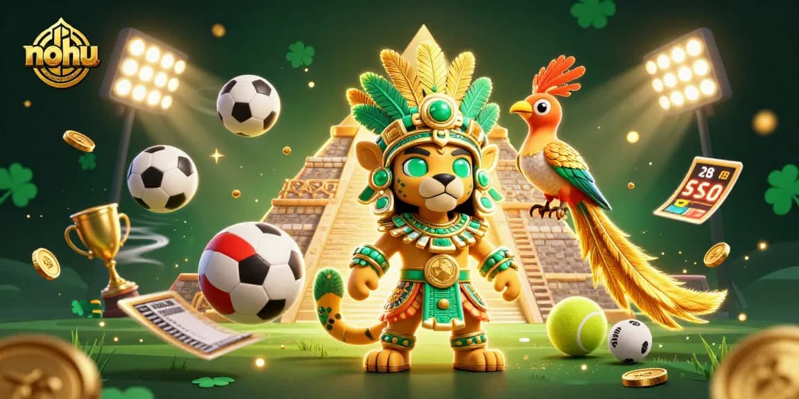 Experience nohu sports betting excitement with a vibrant illustration of a Mayan jaguar priest.