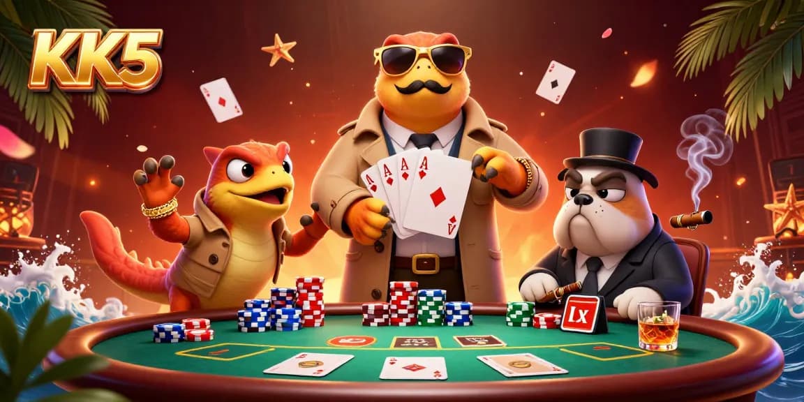 Join the excitement at KK5 as cartoon raptors attempt VIP entry in a dynamic casino scene.