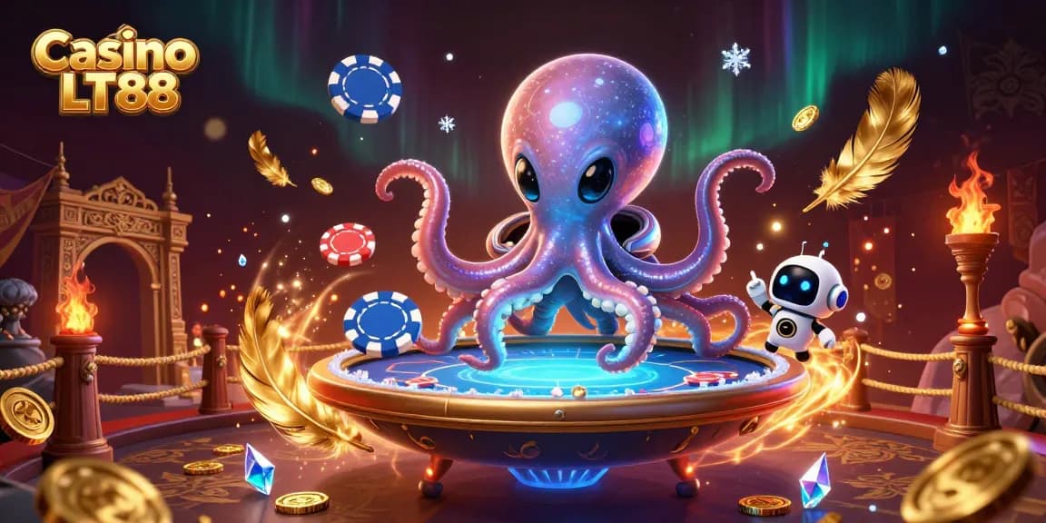 Experience exciting gameplay at Casino LT88 with an alien octopus dealer and vibrant poker action.