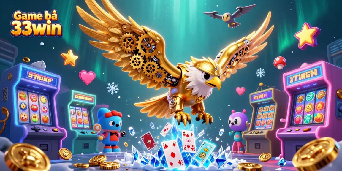 Experience the thrills of Game bài 33win with immersive 3D casino illustrations featuring dynamic game elements.