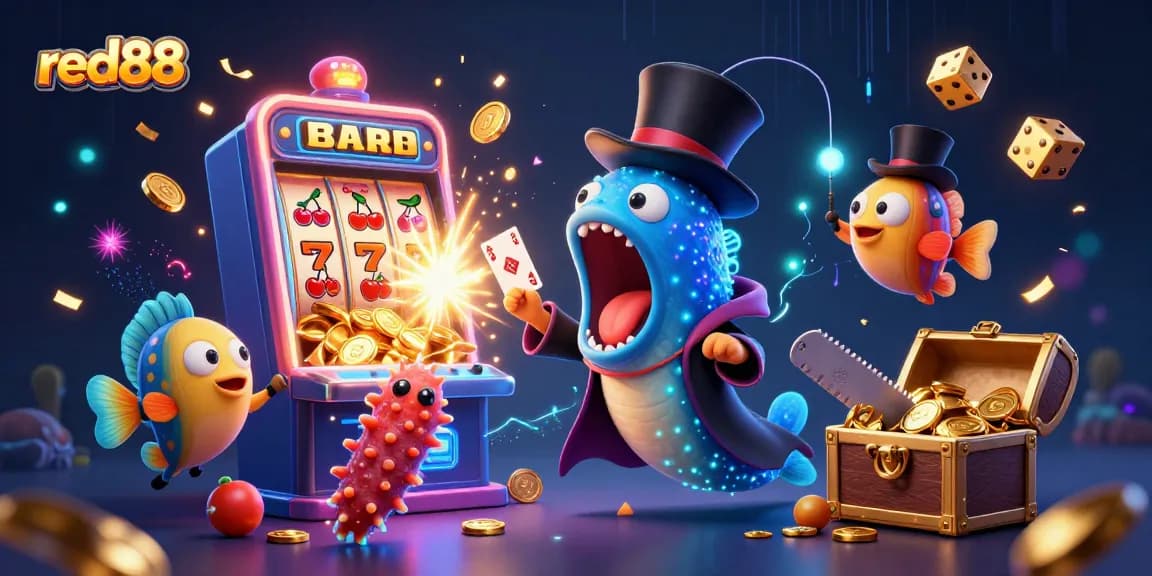 Experience red88's thrilling casino magic with bioluminescent sea creatures and a jackpot explosion.